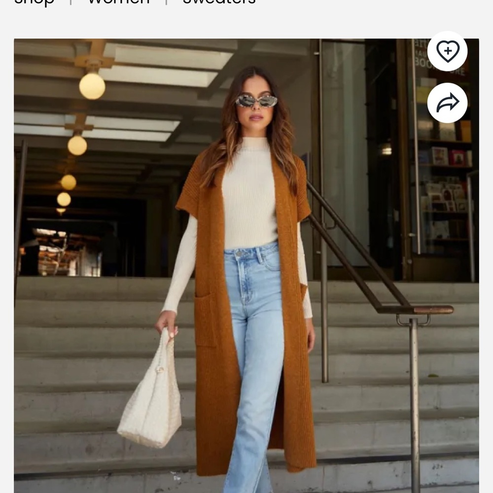 Vici Salinas Sleeveless Duster Cardigan - Camel